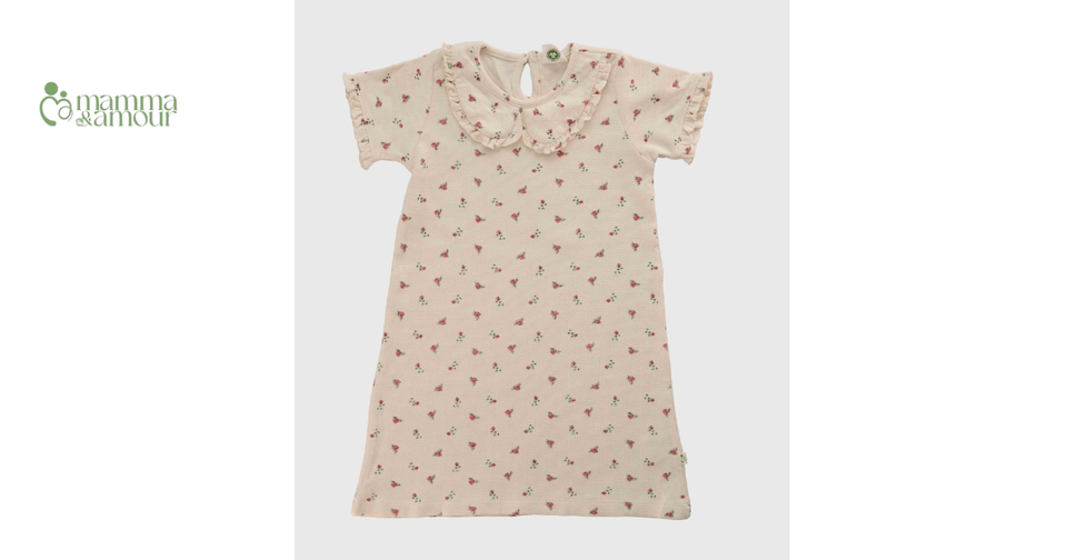 Mamma & Amour GOTS certified organic cotton floral printed baby girl romper dress india