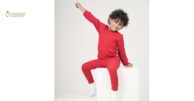 Mamma & Amour organic cotton red festive wear for baby boy