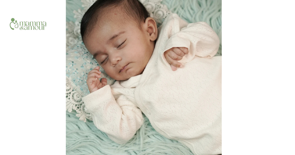 Mamma & Amour premature newborn baby sleeping in soft organic cotton clothing