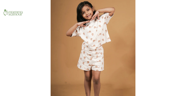 Mamma & Amour organic cotton printed baby romper, animal print design