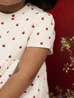 Apple Print Textured Dress With Bloomer