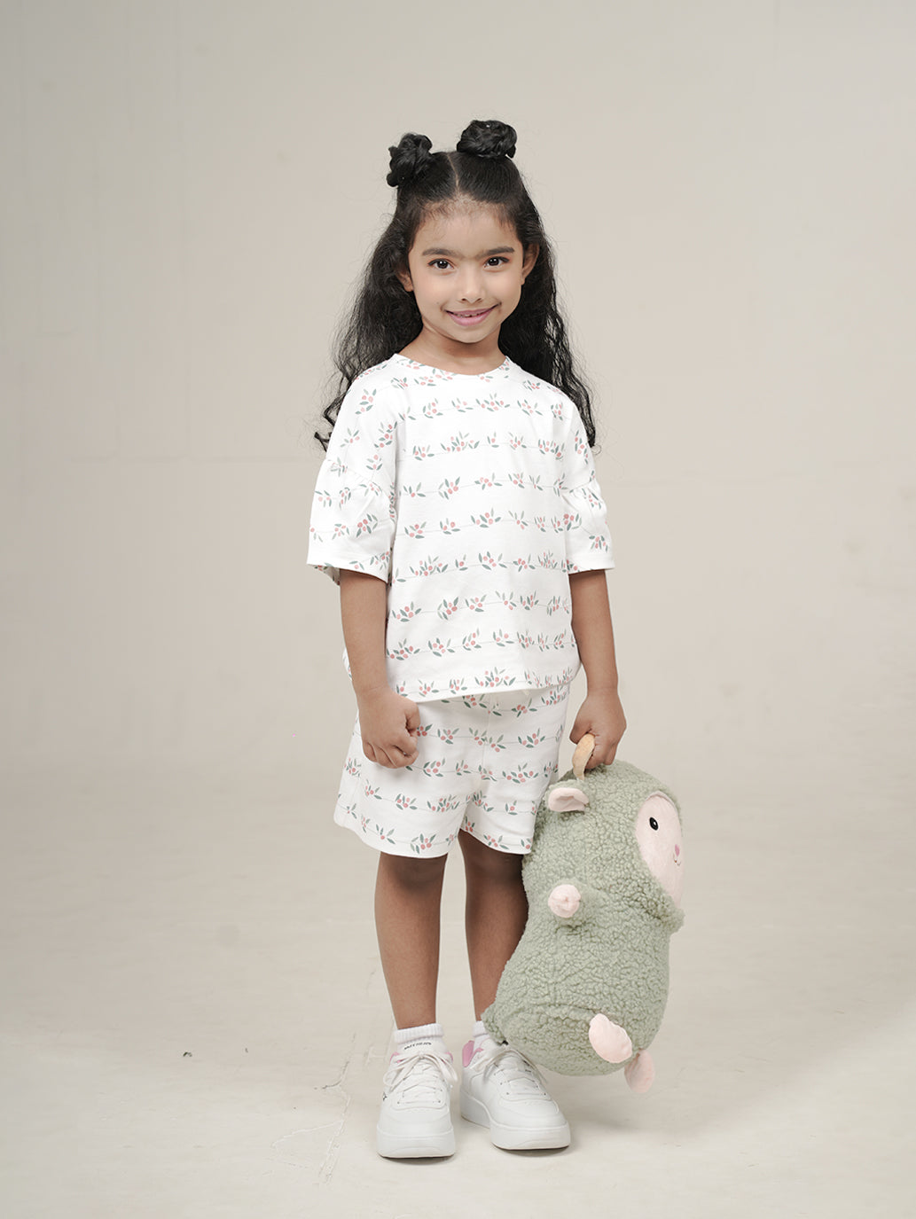 Botanical Print Oversized T-Shirt & Shorts Set