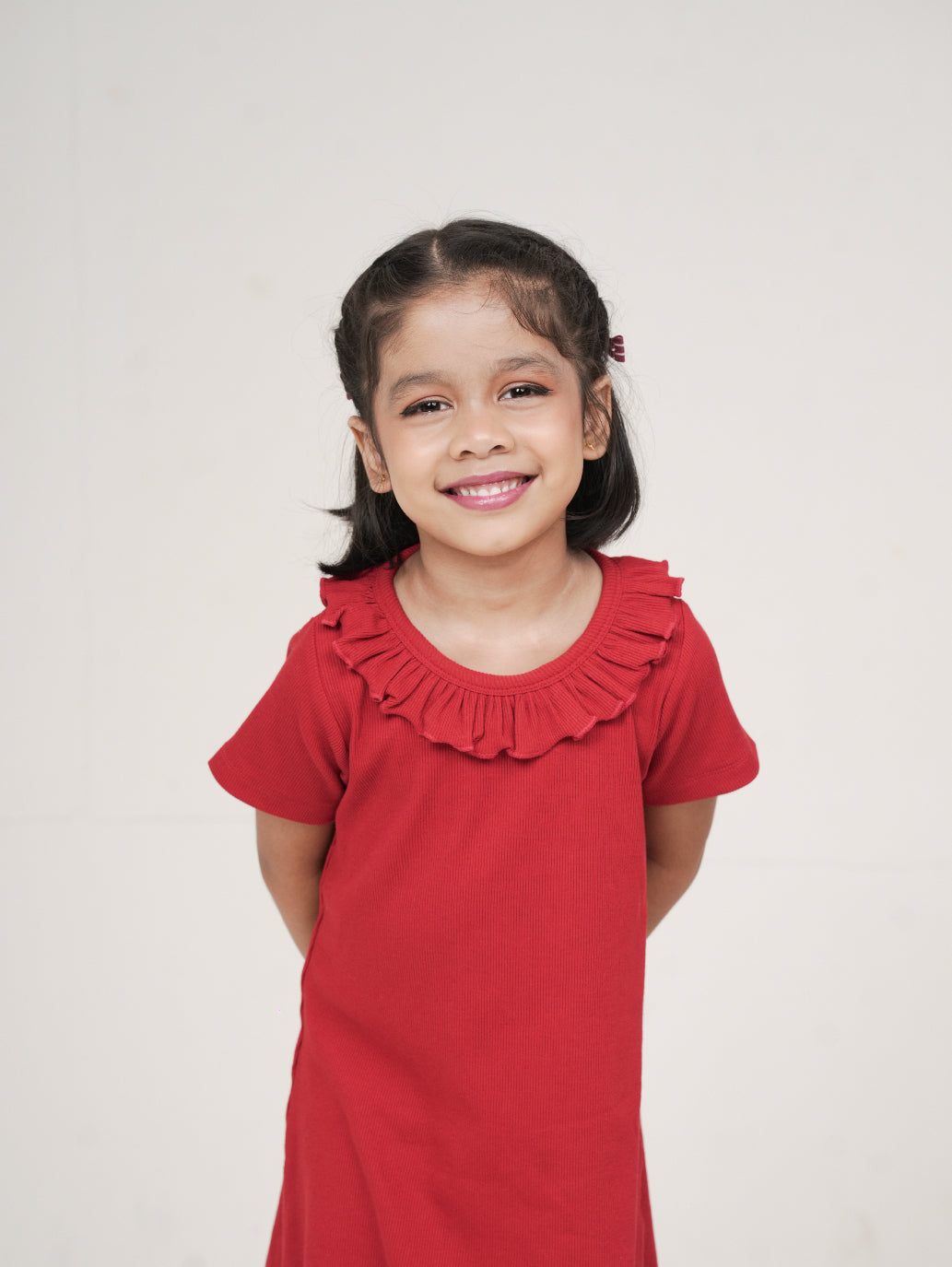 Cherry Red Frill Collared Dress