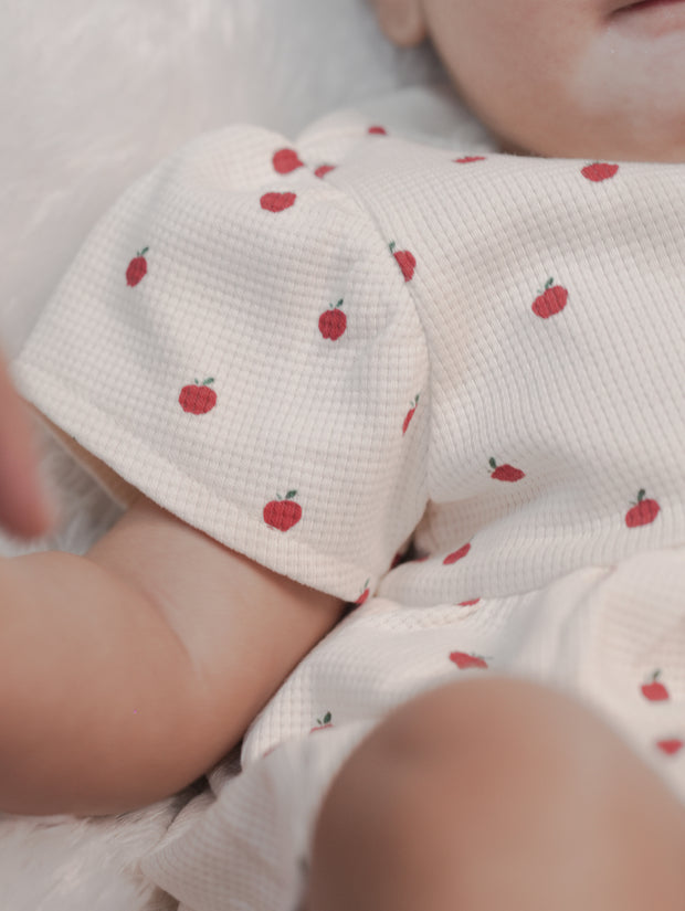 Apple Print Waffled Playsuit