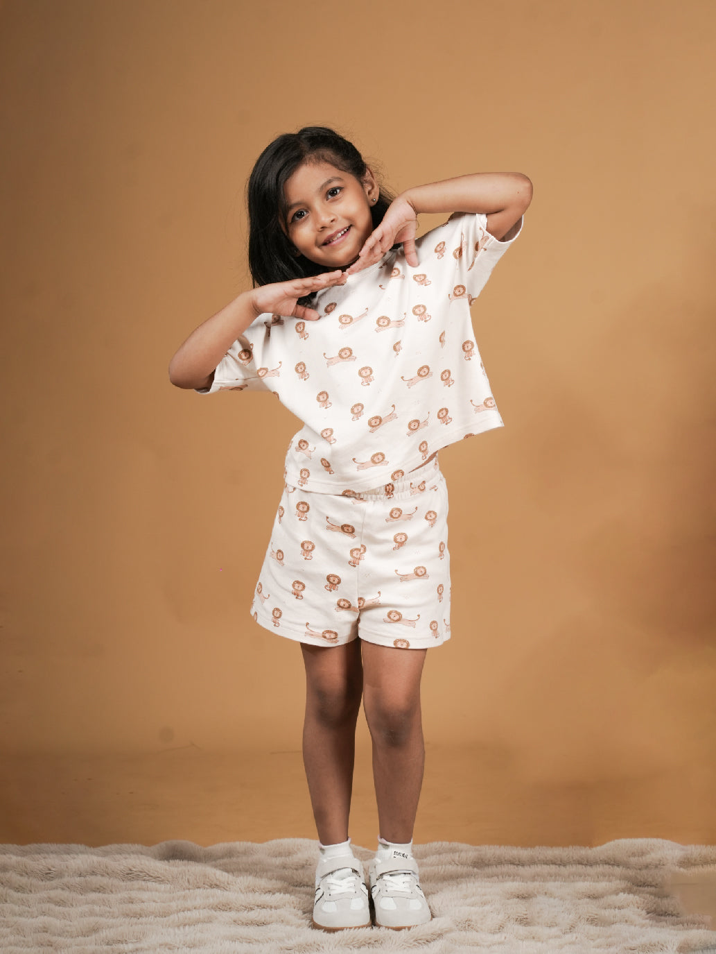 Lion Print Oversized T-Shirt And Shorts Set