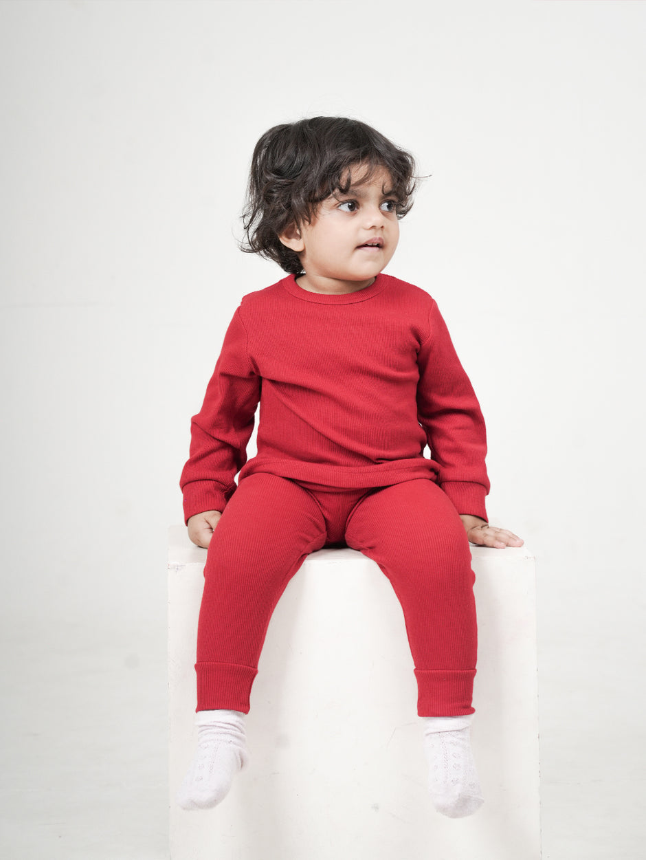 Textured Red Night Wear