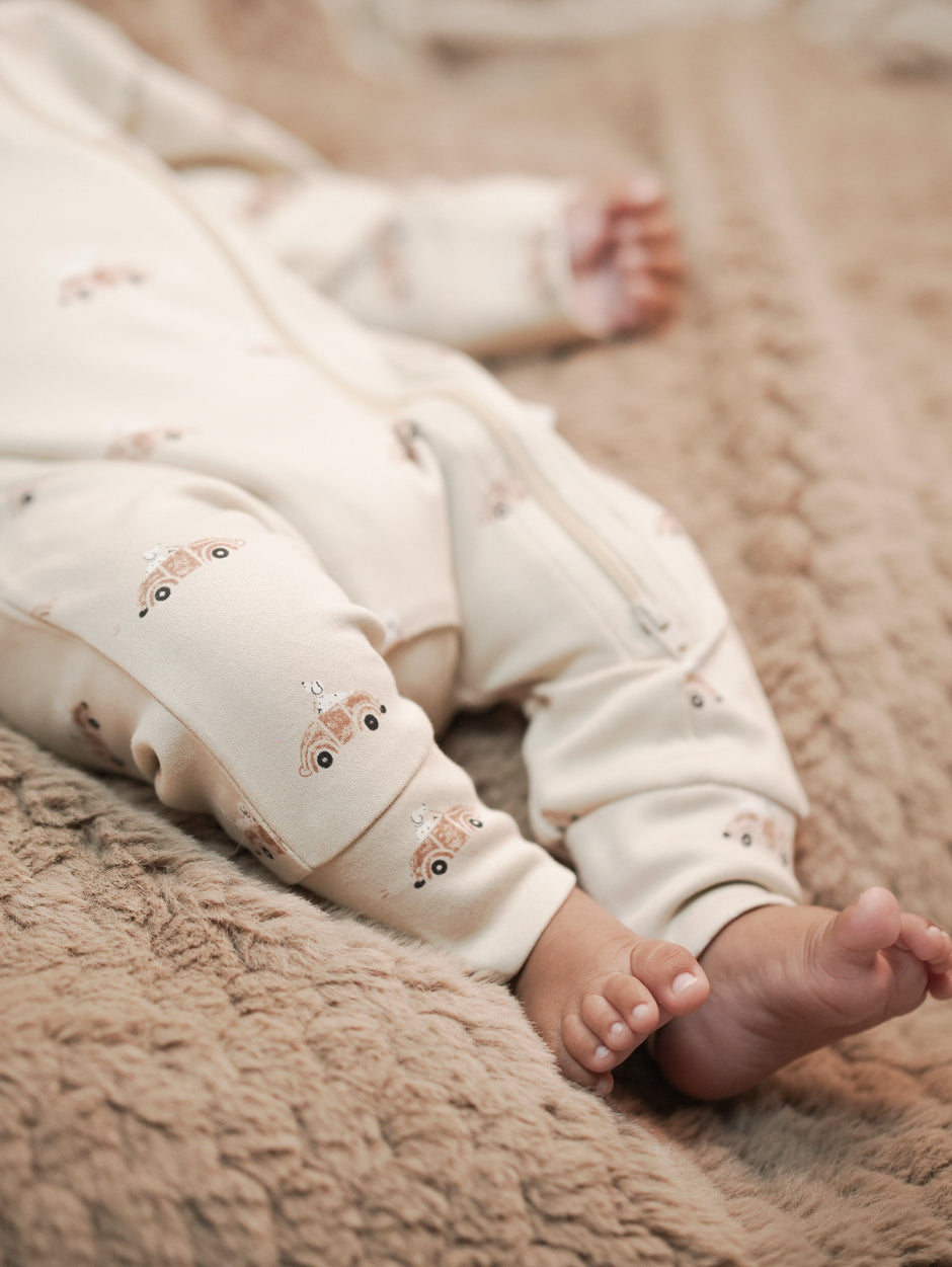 Car Printed Organic Cotton Sleepsuit