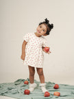 Apple Print Textured Dress With Bloomer