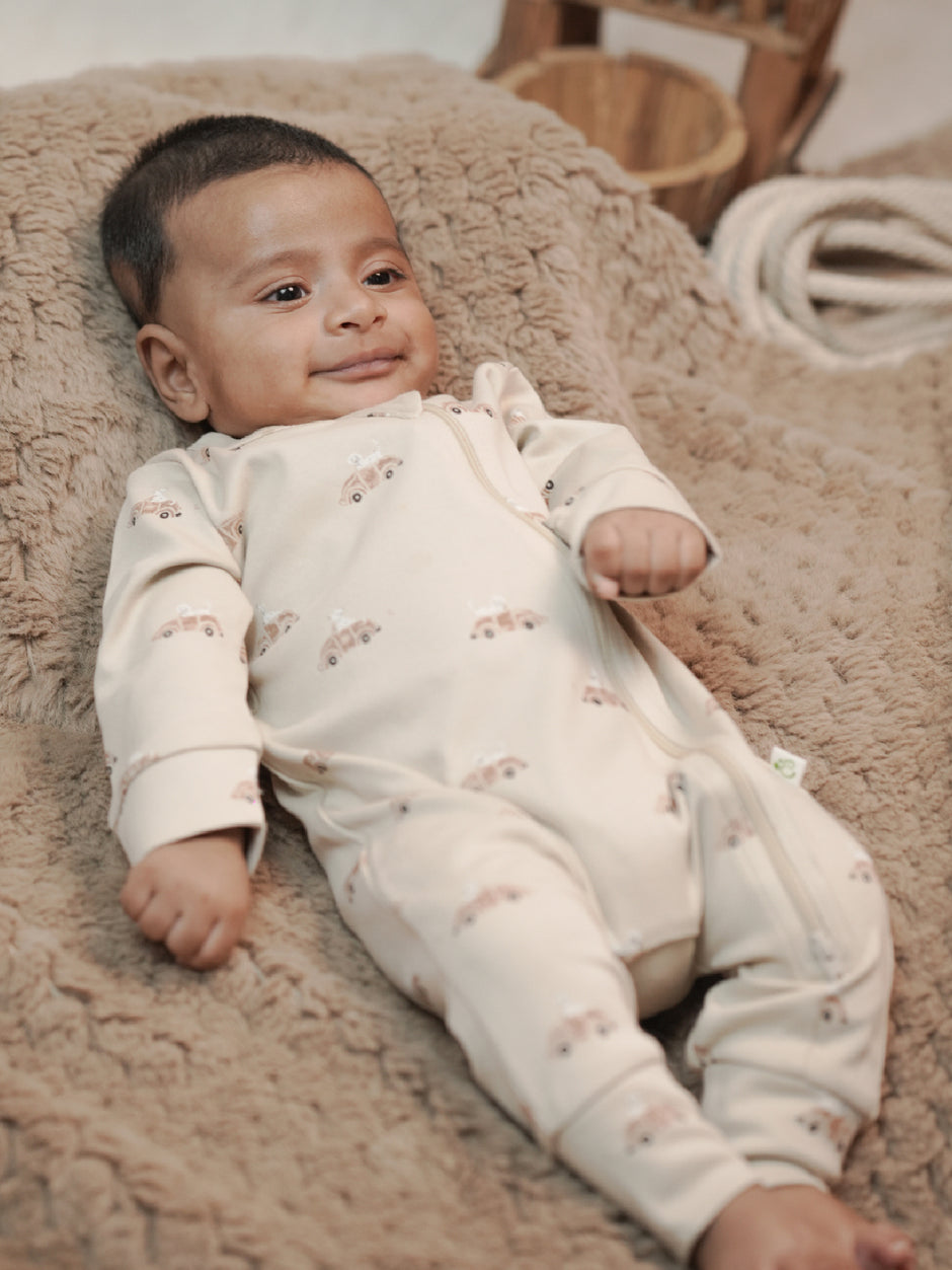 Car Printed Organic Cotton Sleepsuit