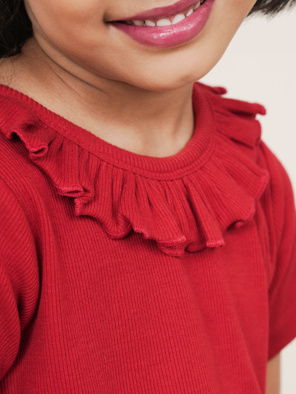 Cherry Red Frill Collared Dress