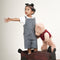 Light Navy Blue Corduroy 3/4th Dungaree Set