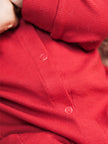 Cherry Red Textured Organic Cotton Sleepsuit