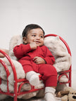 Cherry Red Textured Organic Cotton Sleepsuit