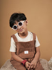 Brown Corduroy Dungaree And T-Shirt Set
