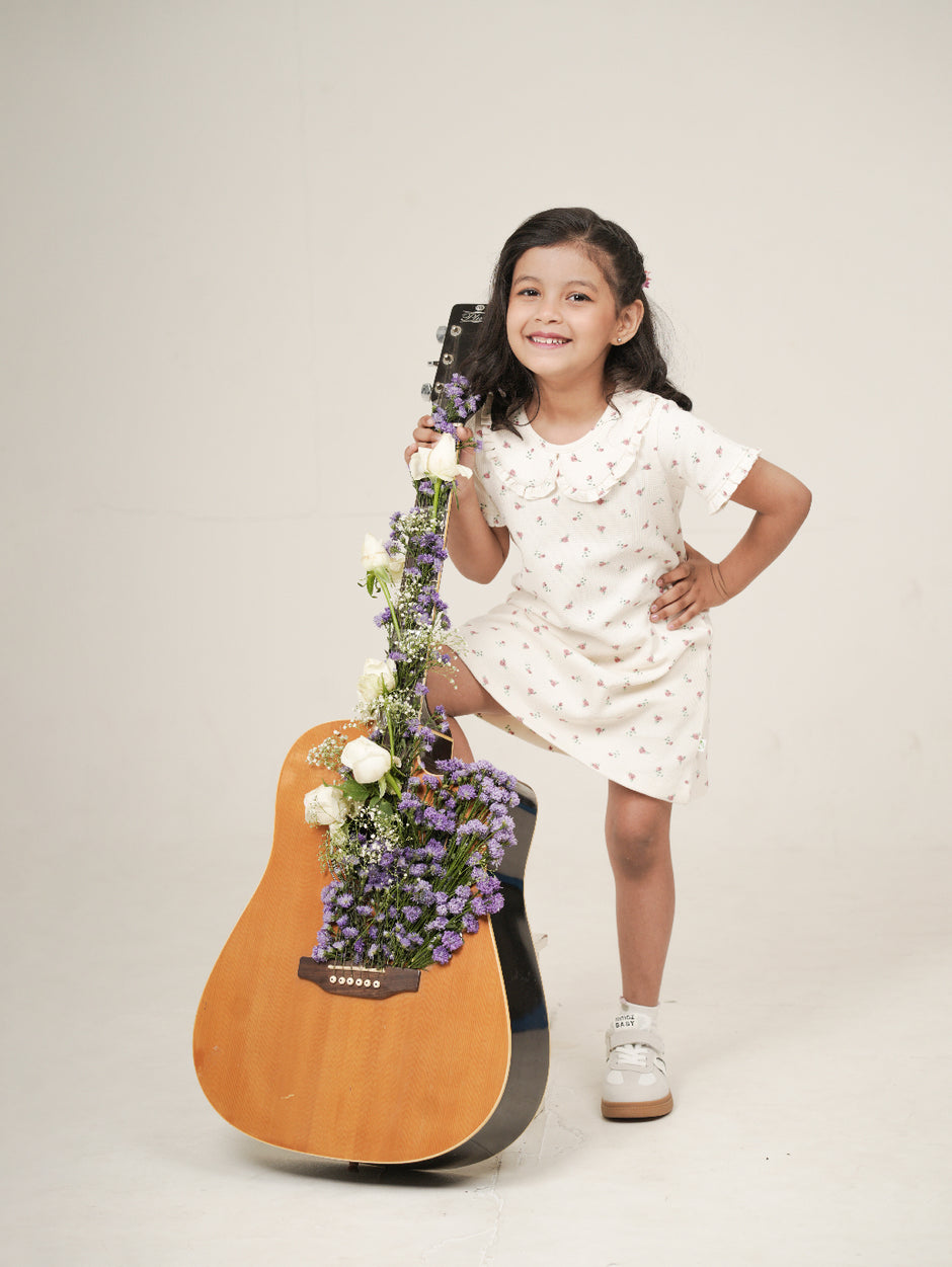 Rose Floral Dress With Ruffles
