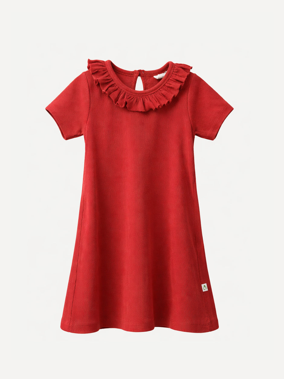 Cherry Red Frill Collared Dress