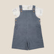 Light Navy Blue Corduroy 3/4th Dungaree Set