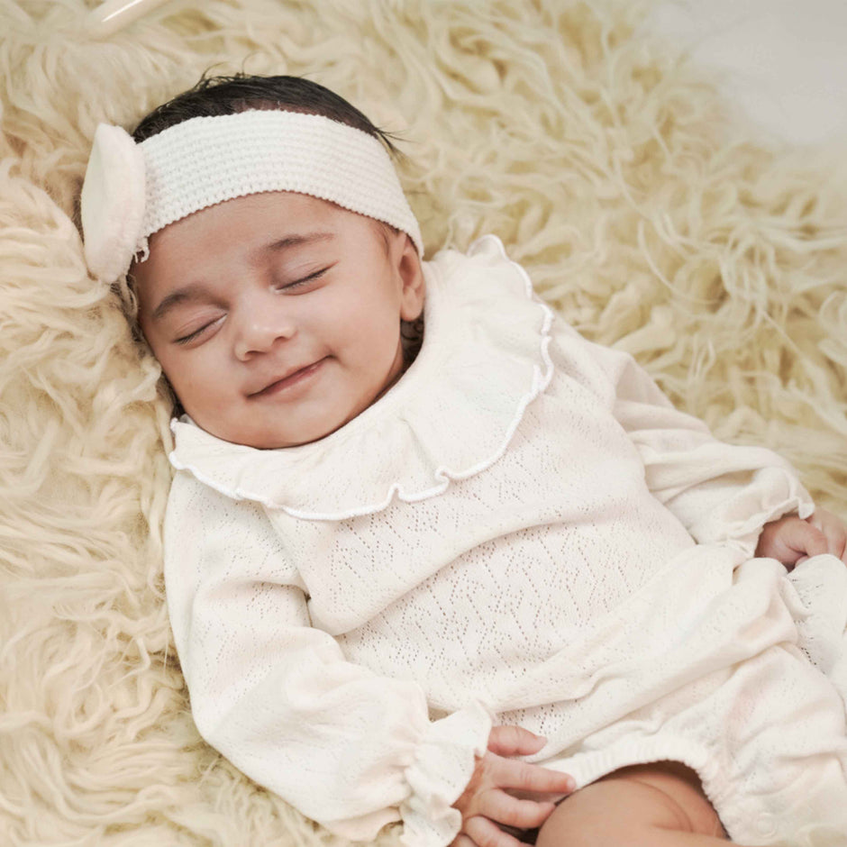 Cloud Party Pointelle Organic Cotton Romper