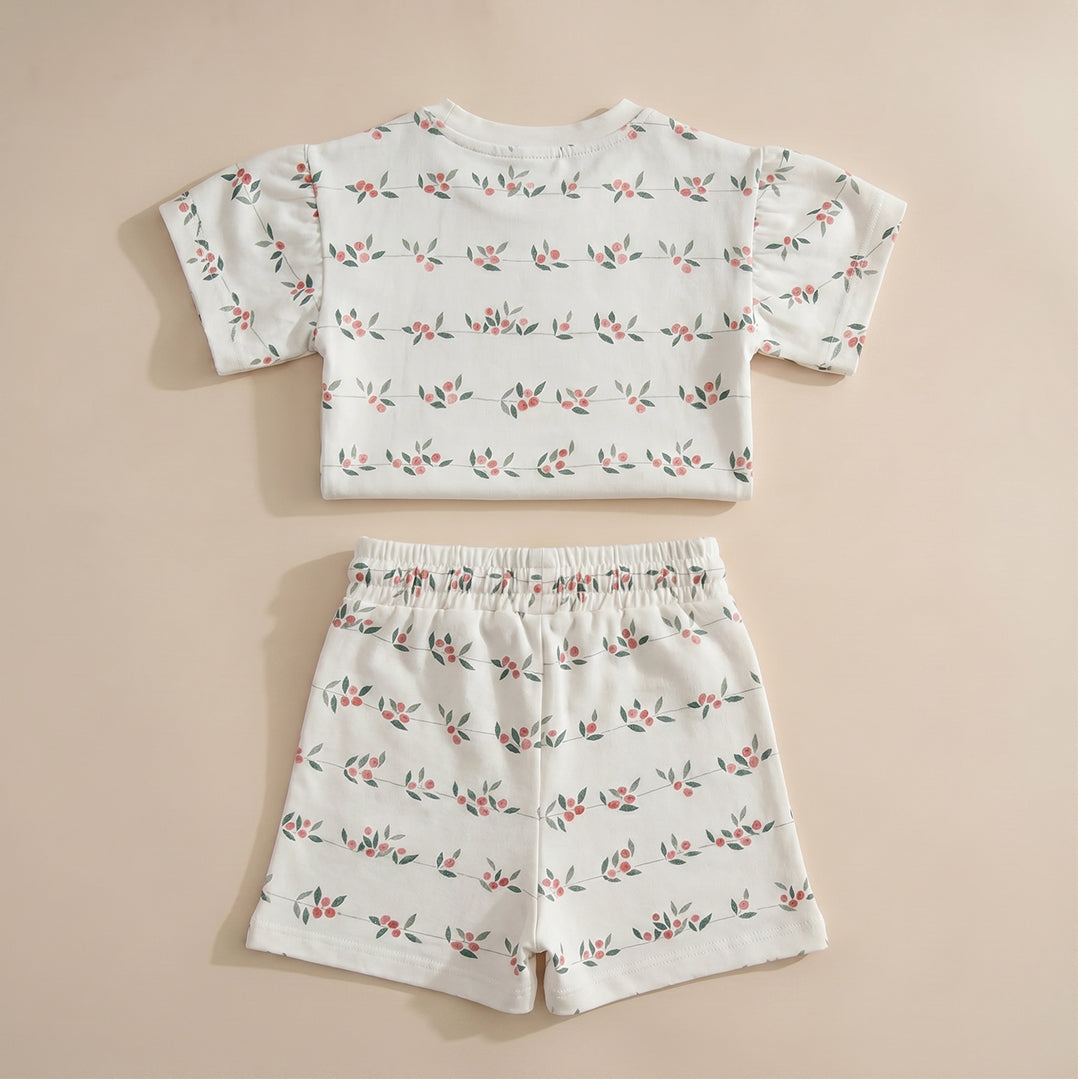 Botanical Print Oversized T-Shirt & Shorts Set