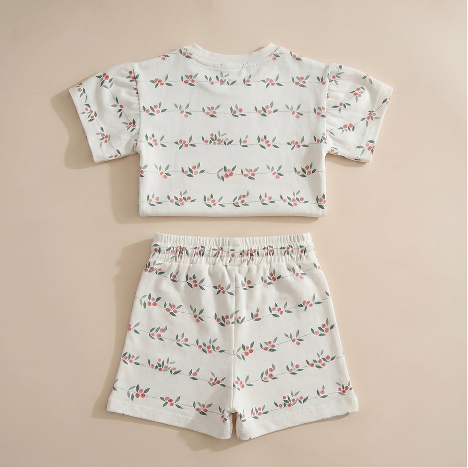 Botanical Print Oversized T-Shirt & Shorts Set