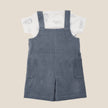 Light Navy Blue Corduroy 3/4th Dungaree Set