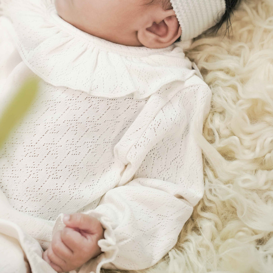 Cloud Party Pointelle Organic Cotton Romper