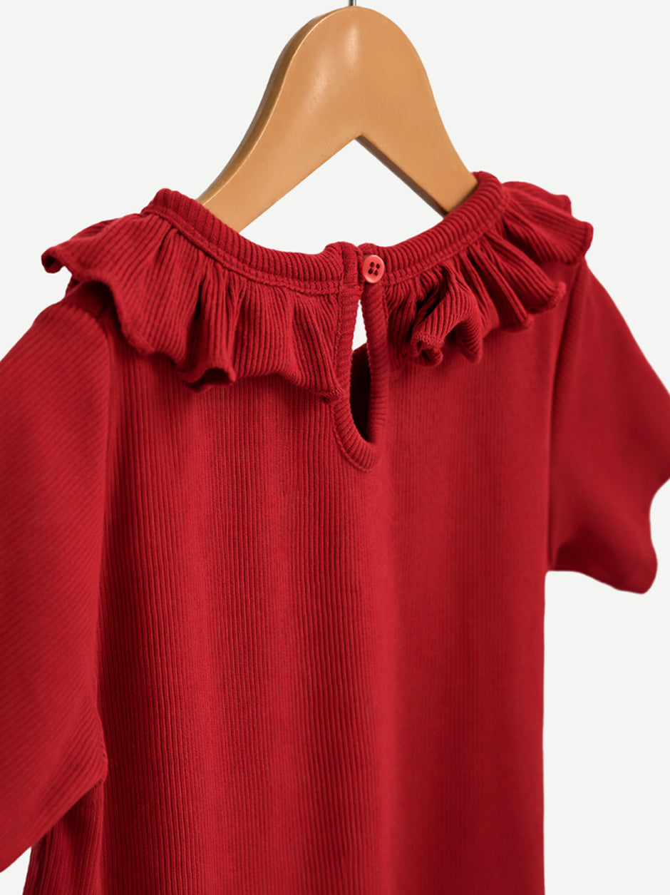 Cherry Red Frill Collared Dress