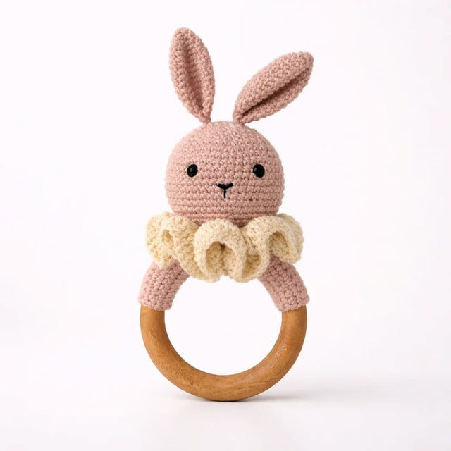 Mamma & Amour crochet bunny wooden ring rattle for babies India