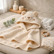 Mamma & Amour cream baby hooded towel india with bear ears for organic baby bath products