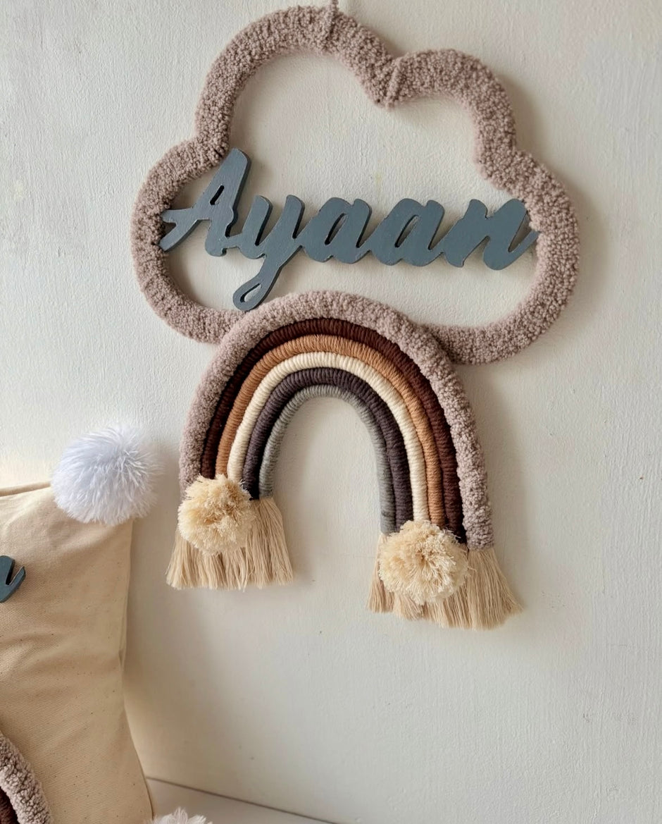 Personalised Macrame Baby Name Cloud Wall Frame