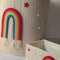 Mamma & Amour rainbow macrame nursery storage collection set with colourful cotton cord detailing